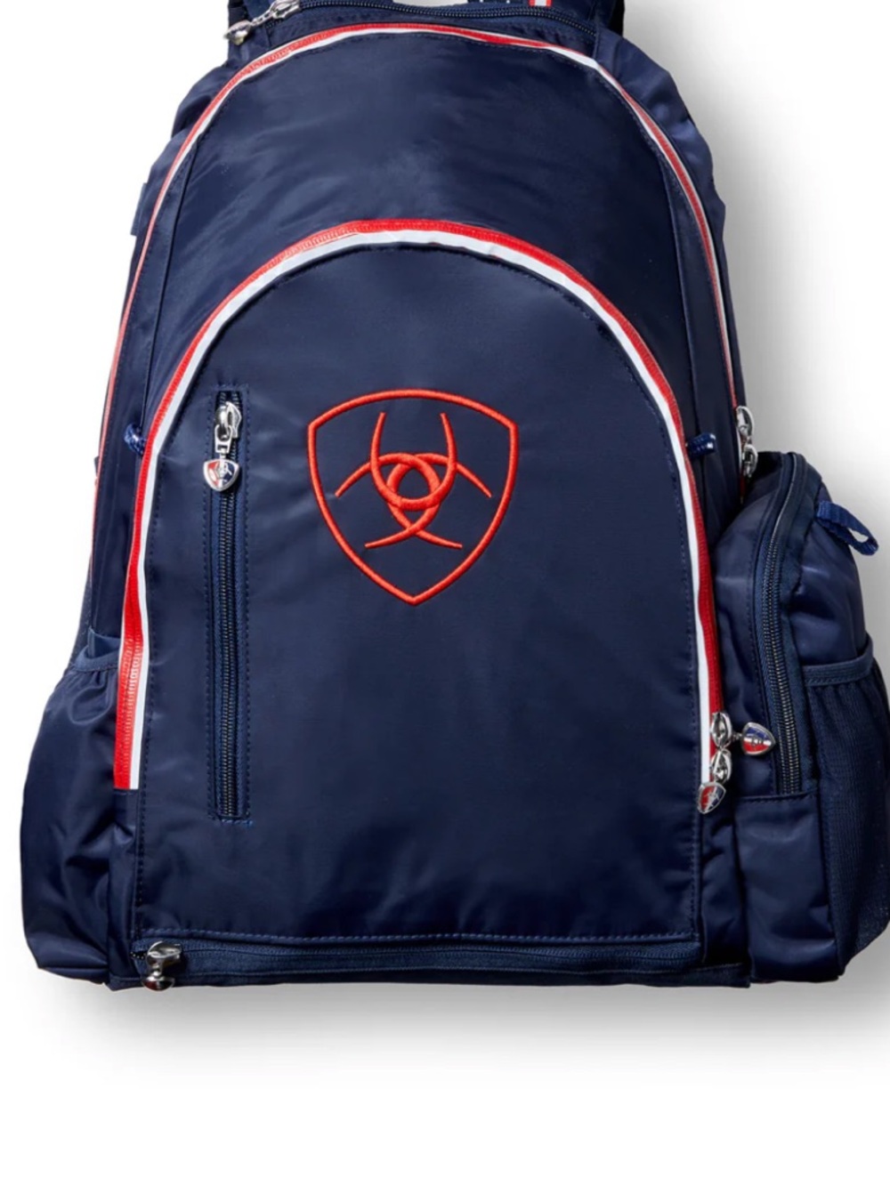 Ariat Ring Backpack Equestrian Blue Red Silver Helmet Sling Many Pockets